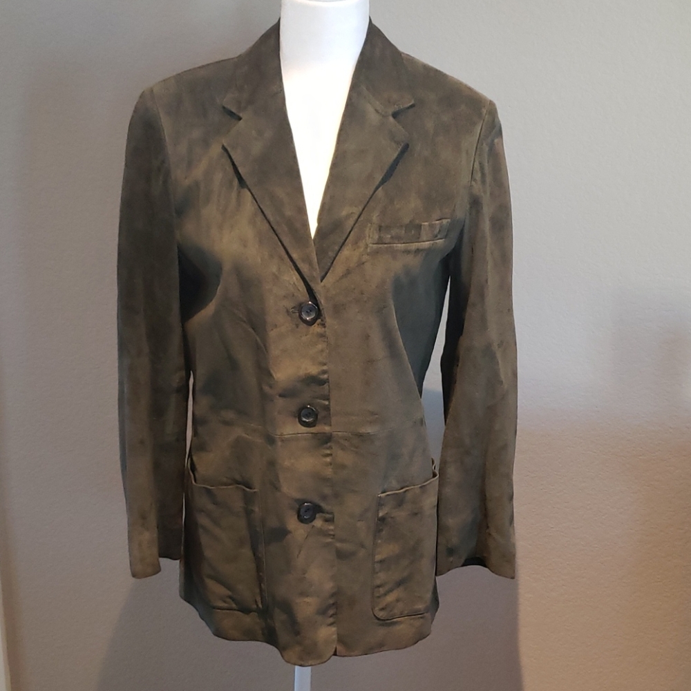 Women's Olive Suede blazer/coat sz 8
